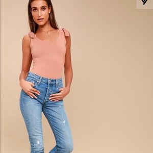 Pink tie-strap bodysuit